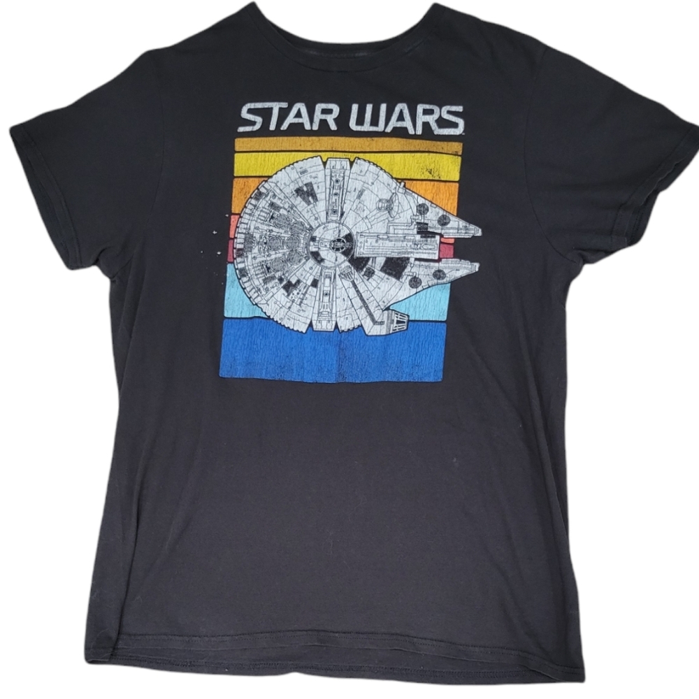 Star Wars Falcon Colors Four Black Graphic Print T-Shirt Size Medium